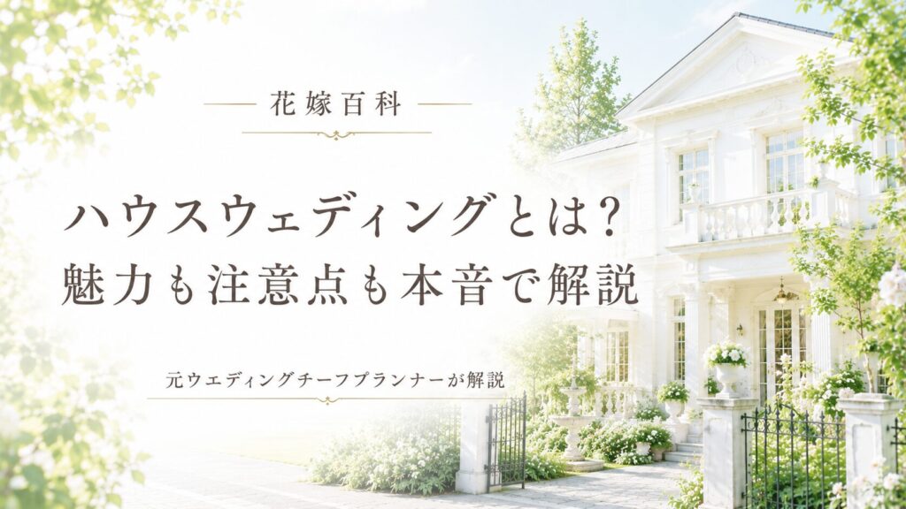 ハウスウェディングとは？元プランナーが魅力も注意点も本音で解説